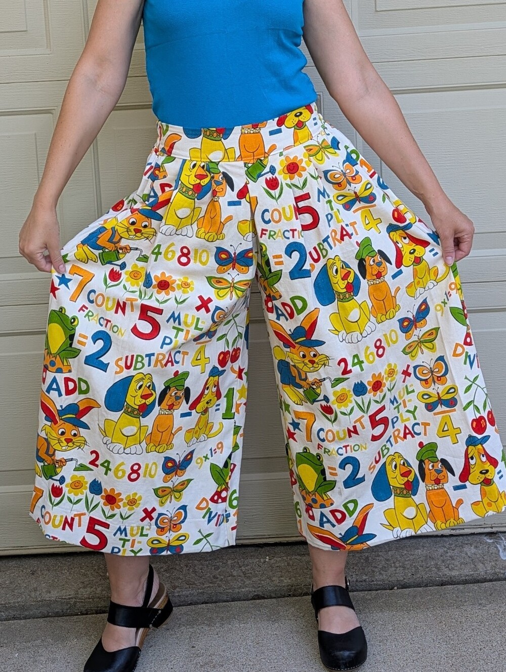 WIDE LEG PANTS made from VINTAGE CURTAINS S - Picture 2 of 11